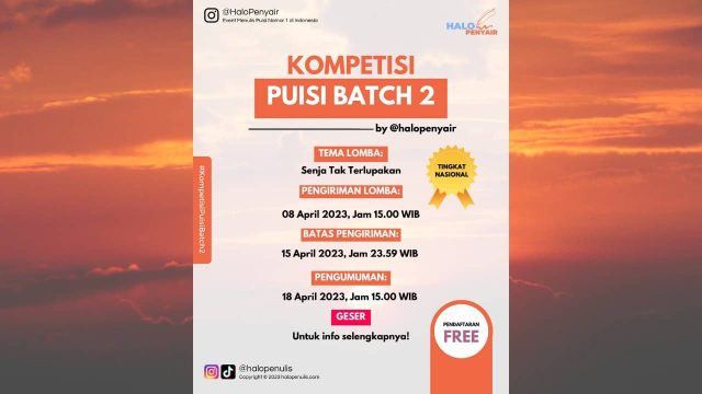 Kompetisi Puisi Batch 2 Tema Senja Tak Terlupakan