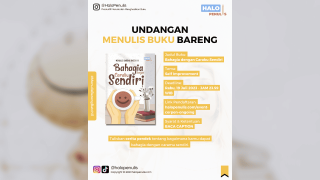 Undangan Menulis Buku Bareng Batch 11 Berjudul Bahagia dengan Caraku Sendiri