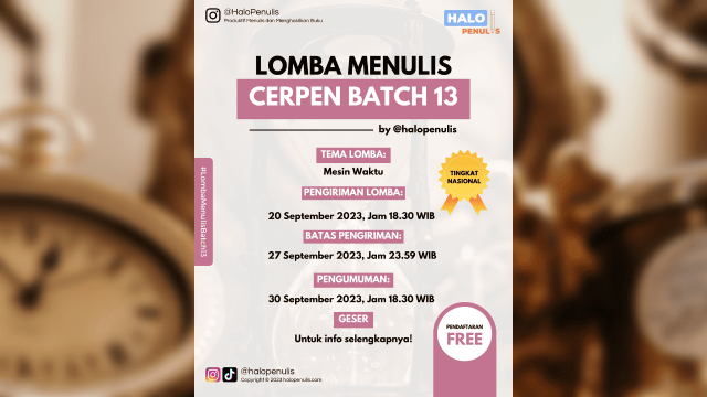 Lomba Menulis Cerpen Batch 13 Tema Mesin Waktu