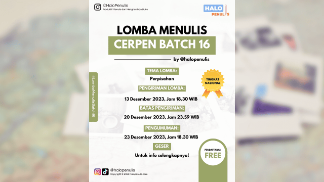 Lomba Menulis Batch 16 Tema Perpisahan