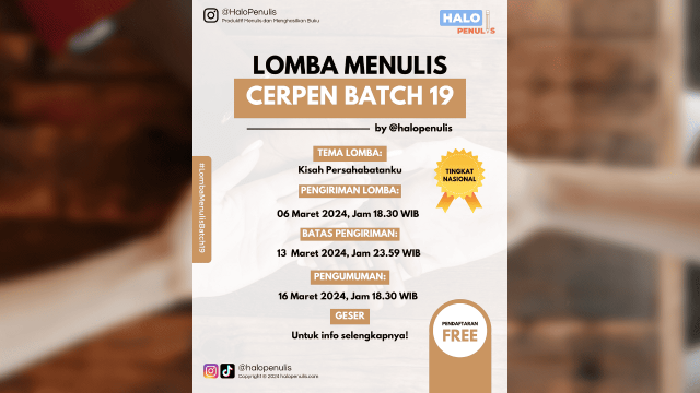 Lomba Menulis Cerpen Batch 19 Tema Kisah Persahabatanku