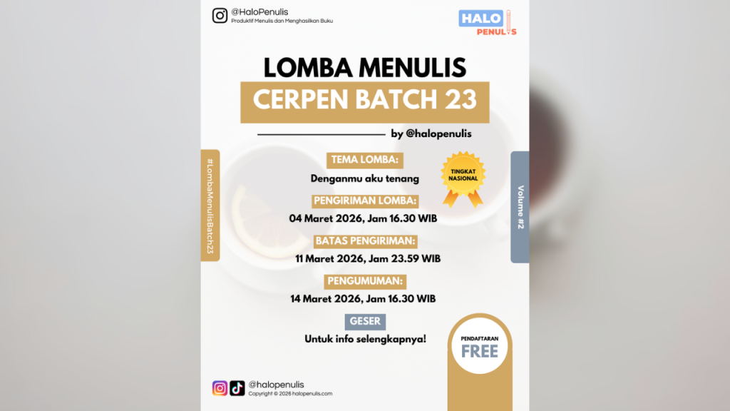 Lomba Menulis Batch 23 Volume 2 Tema Denganmu Aku Tenang [SELESAI ...